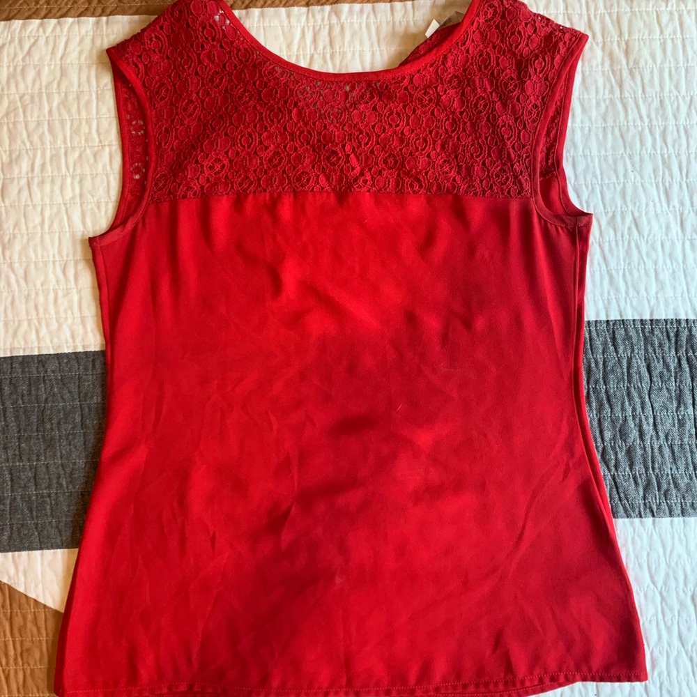 High neck red top